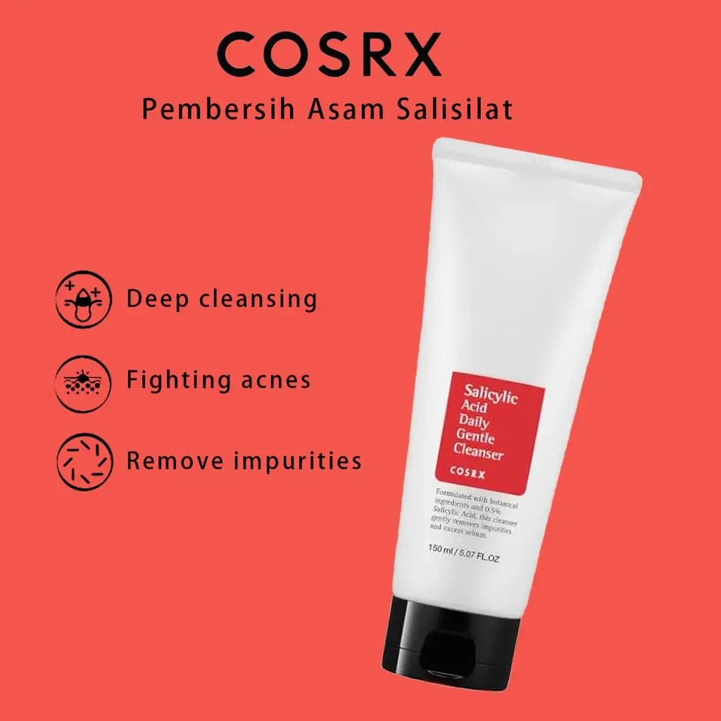 Cosrx Salicylic Acid Daily Gentle Cleanser 150ml  BPOM Cleanser Wajah Untuk Kulit Jerawat Berjerawat Facial Muka Membersihkan salicylic acid facial wash wajah berjerawat bebas alkohol salicylic acid
