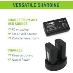 2 Batteries DMW-BLJ31 + Chargeur Double USB DSTE Pour Panasonic Lumix S1, S1R, S1H