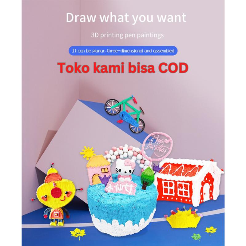 BAYAR DIRUMAH Pulpen 3D Anak Stereoscopic Printing Gambar Ajaib 3 Filamen - Biru 4