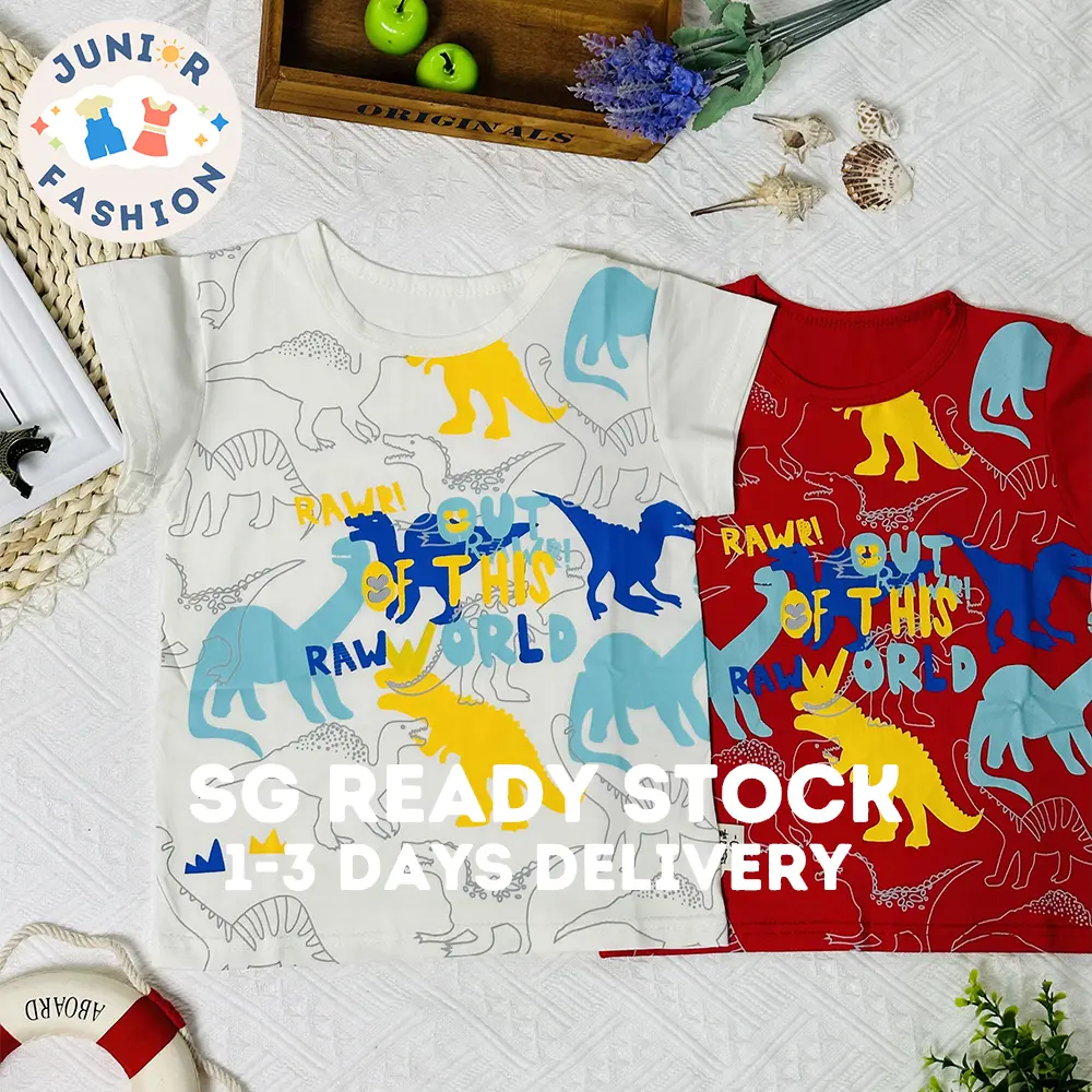 2023 Summer New Trendy Dinosaur Print Short Sleeve T-shirt for Boys, Round Neck
