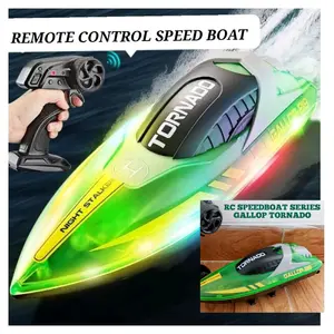 RC SPEEDBOAT REMOTE CONTROL MAINAN KAPAL PENGENDALI JARAK JAUH LENGKAP SIAP PAKAI Kontrol Toys Gallop Tornado Frekuensi 2.4GHz Kecepatan 15 km/h Lampu LED