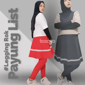 TAZQTA Leging Rok Olahraga Wanita List Putih