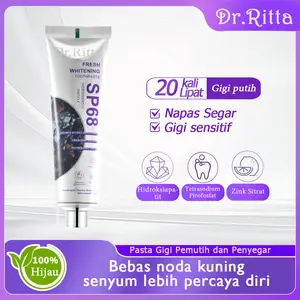 Dr.Ritta Pasta Gigi Pemutih SP68 100g, 20 Kali Lipat Gigi Putih, Bebas Noda Kuning, Napas Segar, Gigi Sensitif, Hidroksiapait, Tetrasodium Profosfat, Zink Sitrat