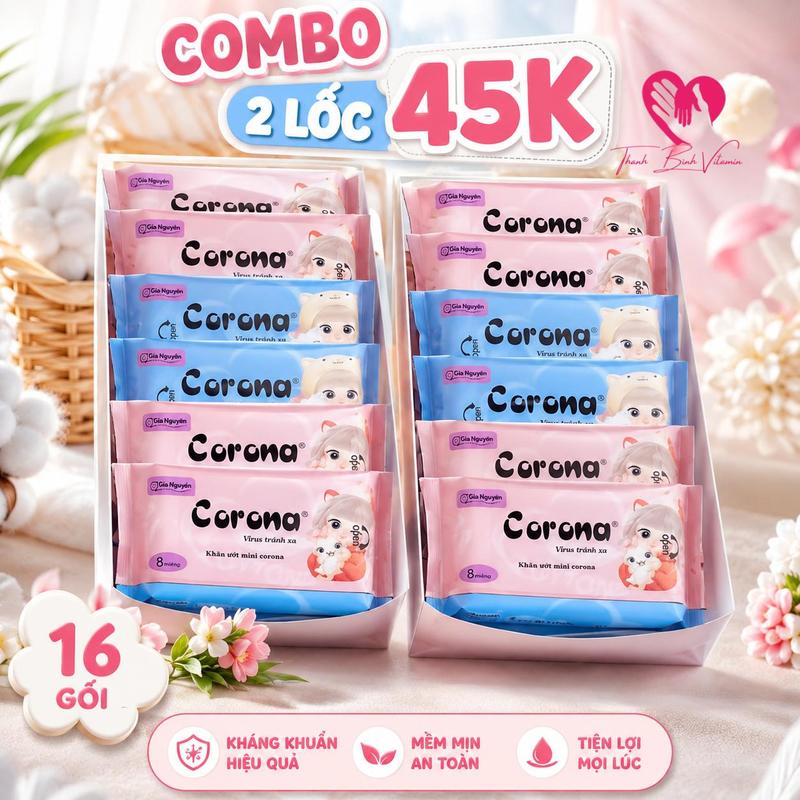 Khăn Ướt Mini Tiện Lợi, Không Mùi, Không Cồn, nhỏ gọn bỏ túi xinh xắn