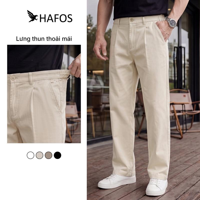 Quần dài kaki nam HAFOS chất vải Cotton cải tiến quần dài FLEXY lưng bán thun, Form Regular thoải mái, co giãn, ít nhăn - Menswear