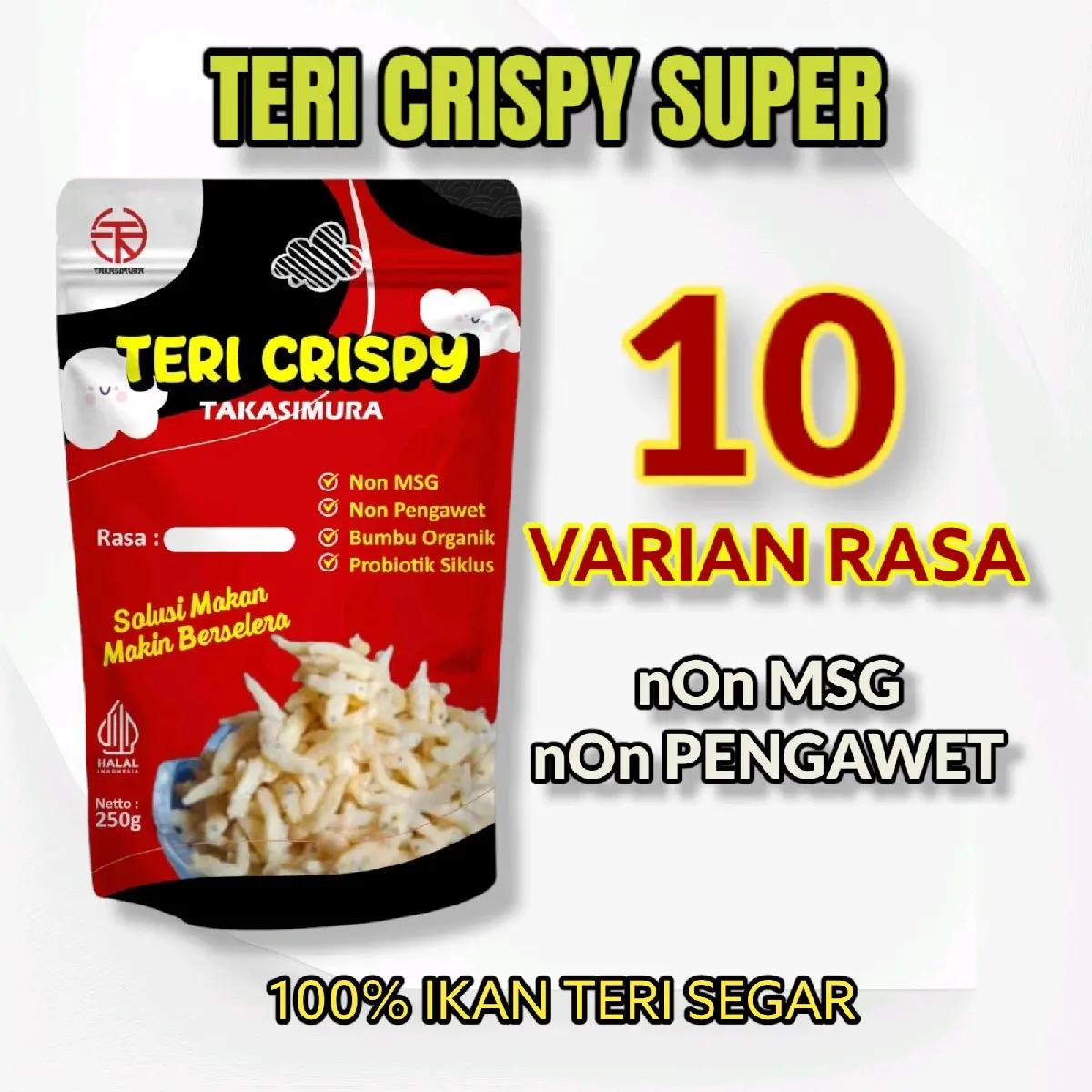 teri crispy super 100 gram lauk kering siap saji