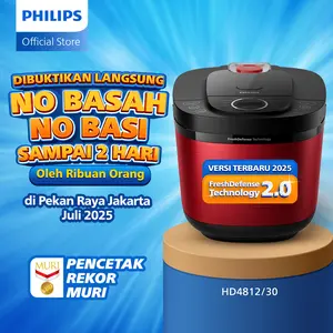 Philips Digital Rice Cooker Magicom 1.8 L - 3000 Digital Series Premium HD4812/30 - Merah - 18 Menu Masak - Anti lengket - FreshDefense Technology - 400 Watt, Rice Cooker Digital, Penanak Nasi Digital, Rice Cooker Philips