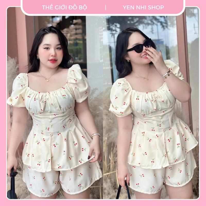 (Bigsize 45-90kg)Sét bộ nữ bigsize45-90kg ÁO KIỂU HOA NHÍ + QUẦN ĐÙi