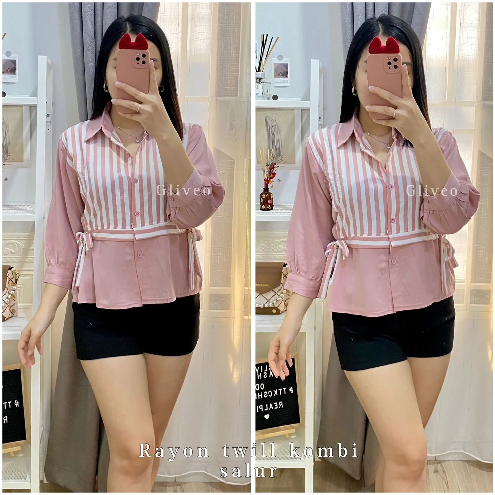 GLIVEO (COD) - KEMEJA KOMBI SALUR RAYON TWILL ADEM / KEMEJA SALUR WANITA LENGAN PANJANG/ ATASAN LENGAN PANJANG WANITA baju karya stripe GLIVEO (COD) - KEMEJA KOMBI SALUR RAYON TWILL ADEM / KEMEJA SALUR WANITA LENGAN PANJANG/ ATASAN LENGAN PANJANG WANITA baju karya stripe