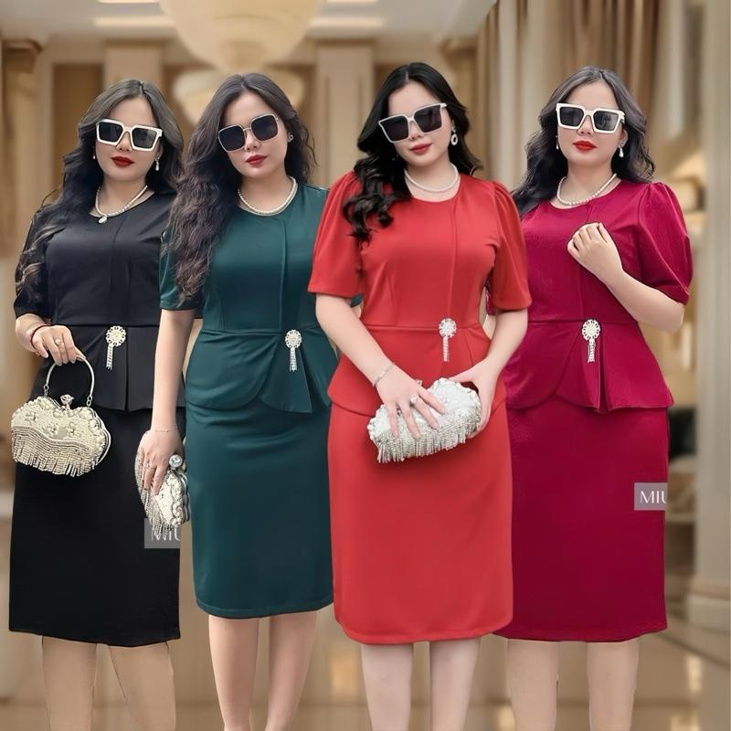[CG024] Đầm trung niên tặng mẹ sang trọng thanh lịch Ads | Đầm Công Sở Cho Mẹ Form Dáng Peplum Jolie MCGIN Nữ Cotton Women Thun vaytet đầm  bigsize dự tiệc đầm  đỏ vay  mactet