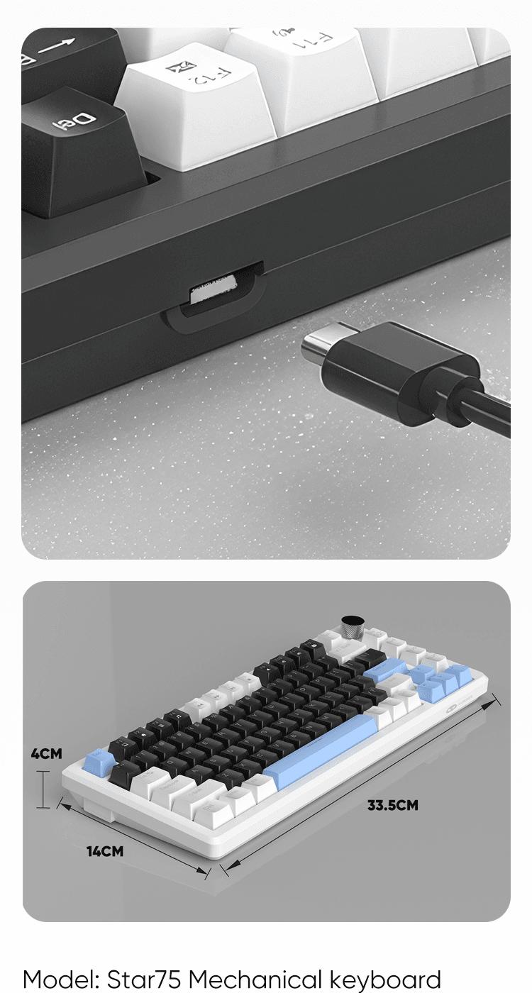 Product Introduction of MAGEGEE Mechanical Keyboard Wired Gaming LED Light 75% Layout Black Switch/Brown Switch/Red Switch/Yellow Switch STAR75 7
