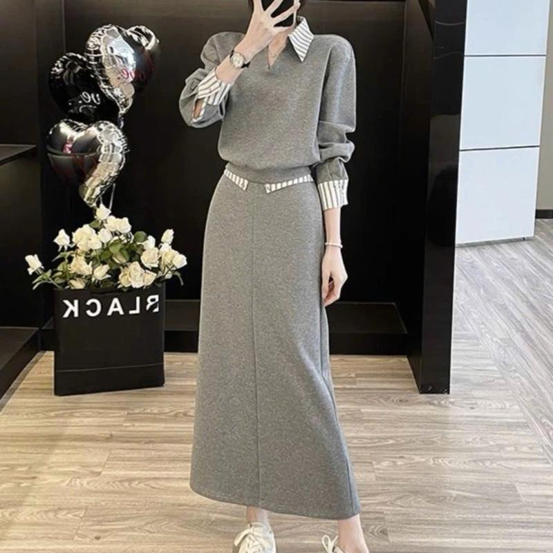  Set áo umi cổ bẻ thanh lịch - Mix chân váy dài  TB1080  