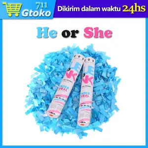 30cm Party Pooper Gender Reveal Confetti Powder Boy Girl Warna Pink Biru