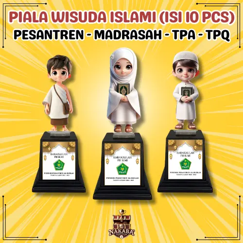 Isi 10 Pcs Piala Akrilik Manasik Haji Sticker Custom Paud Tk Sd Smp Sma