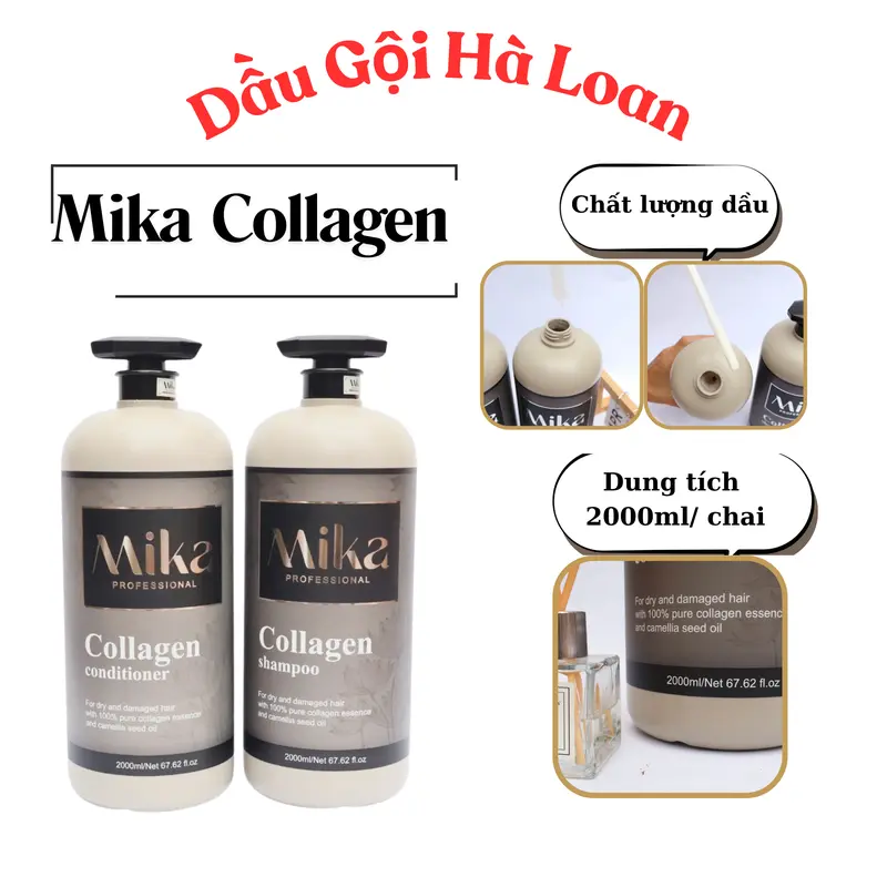 Dầu Gội Xả Collagen Mika Hương Nước Hoa Sang Chảnh Kiểm Soát Dầu Thừa 4000ml/Cặp 0