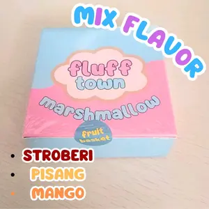 Fluff Town Marshmallow Fruit Basket Mix 3 Rasa Strawberry Mango Banana