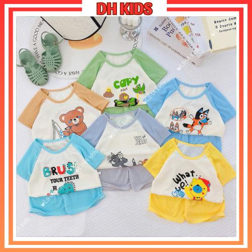 [ B05 ] Combo 5 Bộ quần áo cộc tay phối màu thun tăm lạnh hàng loại  1 một co giãn 4 chiều cho bé mặc thoải mái - DH KIDS
