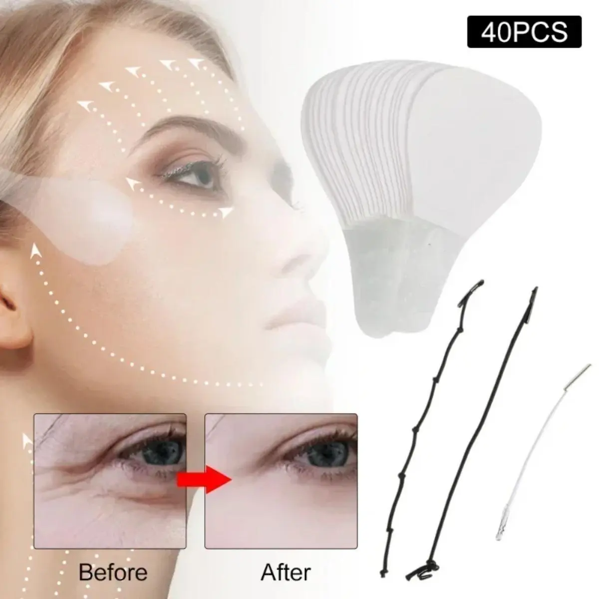 40Pcs/Set Invisible Face Stickers Neck Eye Double Chin Lift Face V Shape Slim Tapes Thin Makeup Face Lifting Adhesive Patch