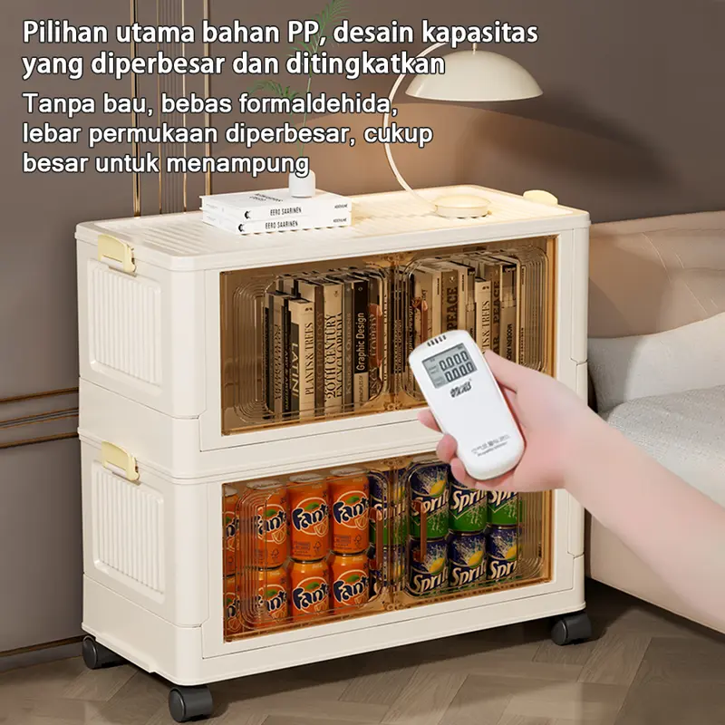 CUBBIE Lemari Lipat Plastik 2-5 Tingkat/Roda 360° Lemari plastik susun/kitchen Organizer box/Pintu Magnet Mainan Storage Box Serbaguna/Lemari Pakaian Plastik Ekstra besar Furniture/lemari plastik 4 susun jumb/lemari plastik model baru 2025 7