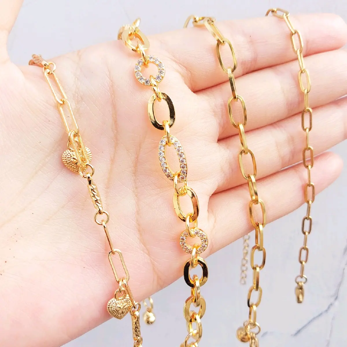 Gelang tangan paperclip gelang rantai mata Gold Perempuan Bracelets Titanium