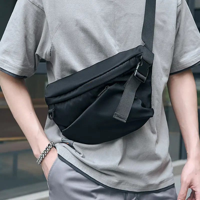 Trendy Plaid Men's Chest Bag Multifunction Utility Waterproof Personalised Outdoor Commuter Sports Portable Adjust Strap Bag