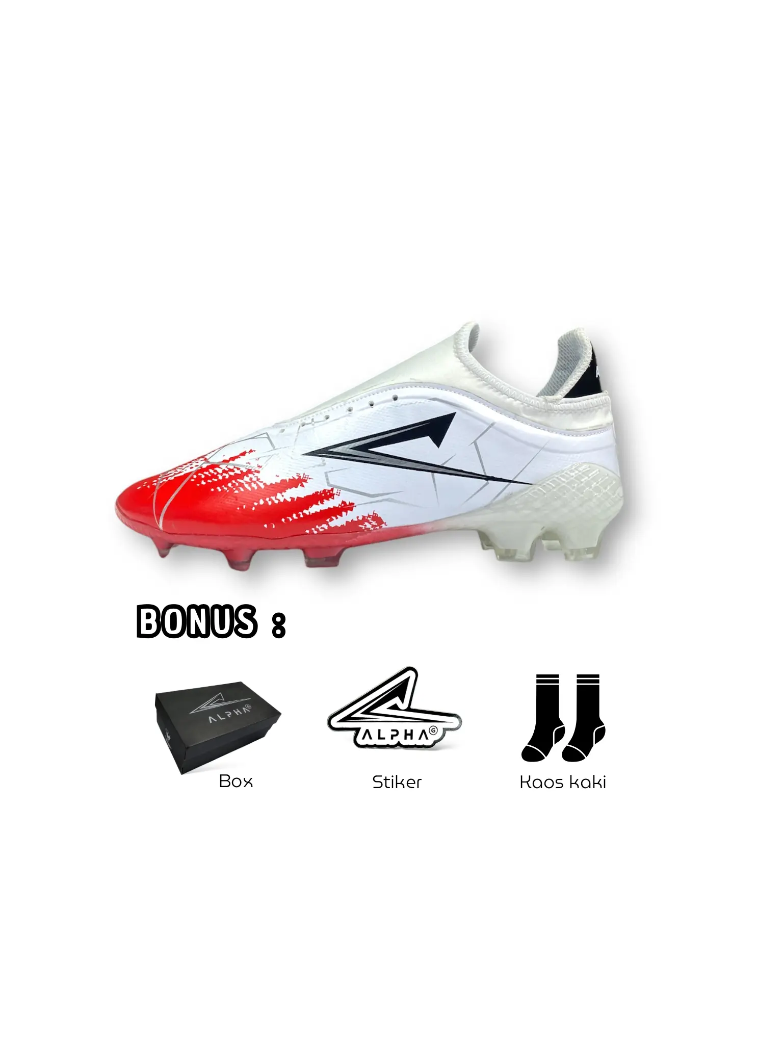 Sepatu Sepak Bola ALPHA G Dewasa Putih Merah