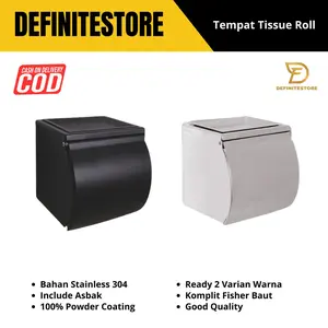 Tempat Tissue Toilet Tempat Tisu Toilet Kotak Tissue Kamar Mandi Tissue Holder Rol Stainless SUS 304 Model Anti Karat Hitam