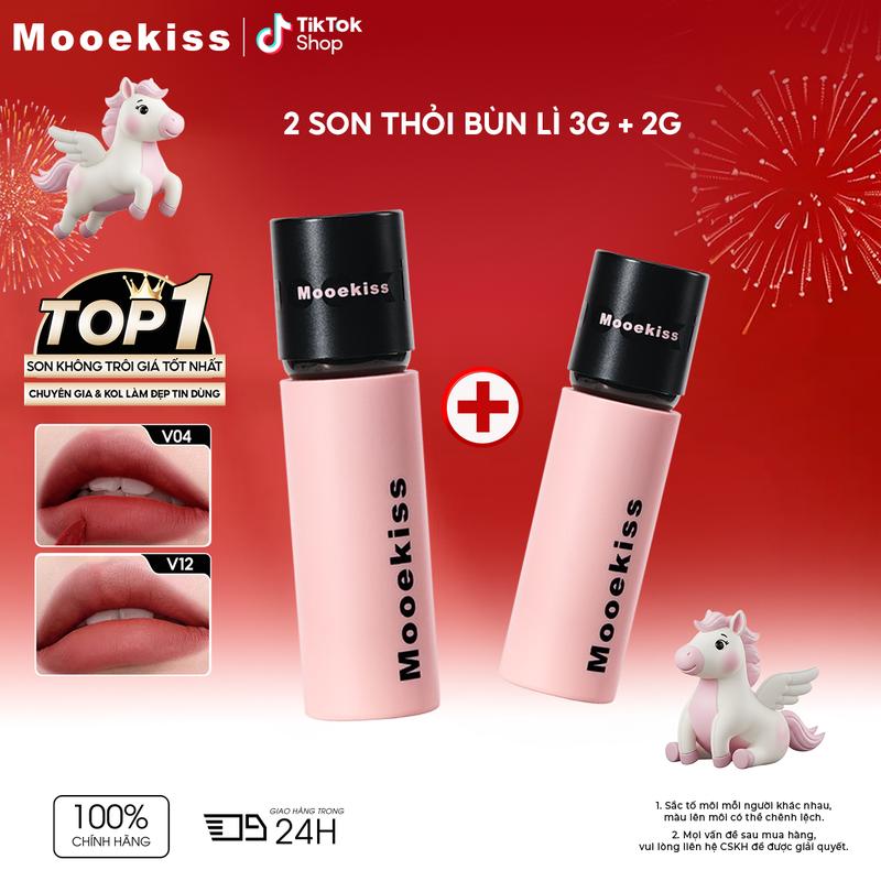 Son bùn Mooekiss Lớp Hoàn Thiện Lì Không Làm Khô Hiệu Ứng Làm Sáng Thân Thiện Với Làn Da Cấp Ẩm Lâu Dài 2g