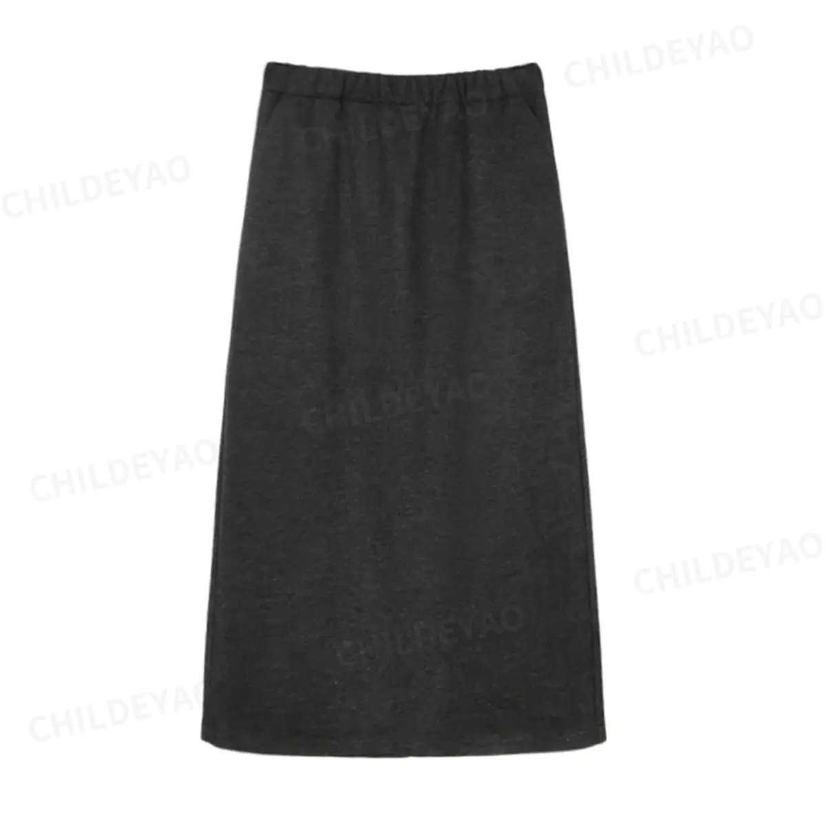 Slimming three-dimensional cut casual wool slit A-line skirt A41129