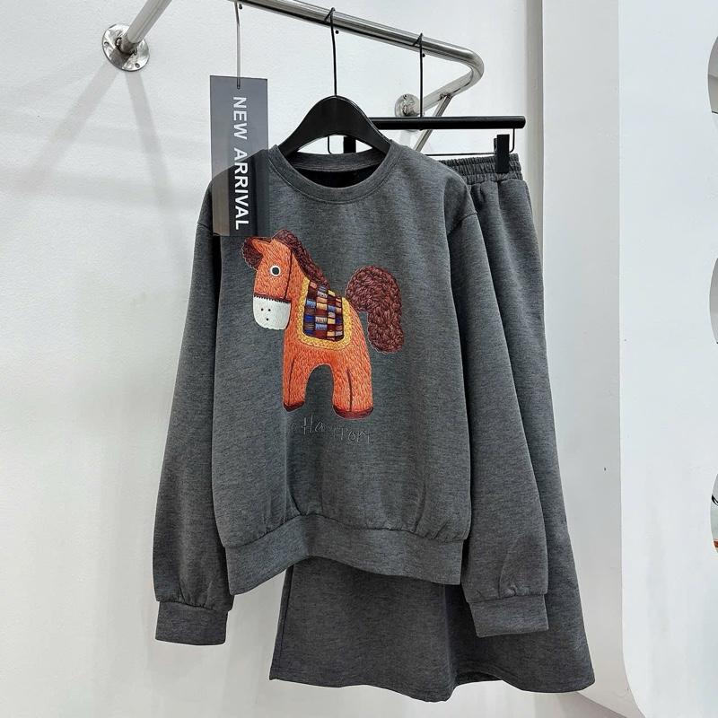  Set bộ nỉ ngựa xám chân váy dài bigsize nữ  21475  Top 