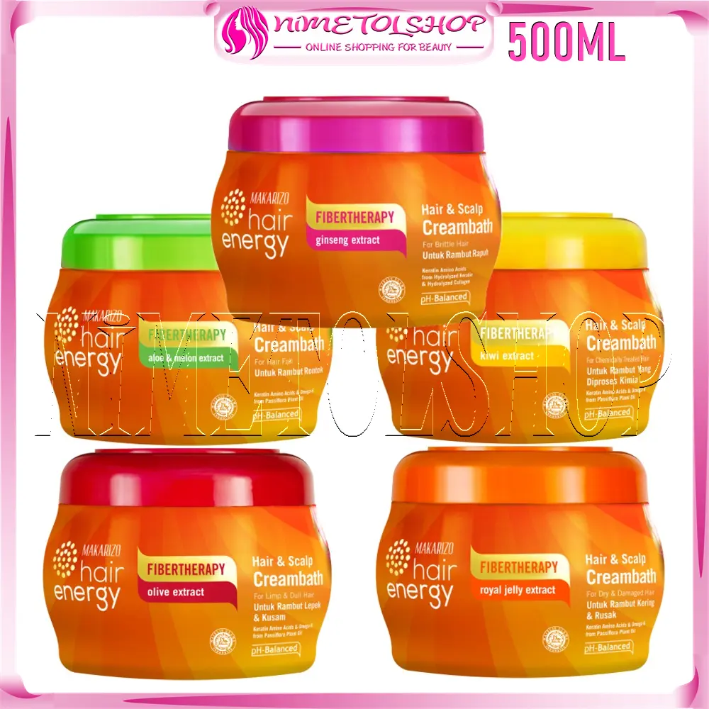 MAKARIZO Hair Energy Creambath 500ml Fibertherapy Keratin Rambut Kering Rusak Rontok Ketombe Aloe Perawatan Shampoo Shampo Vitamin