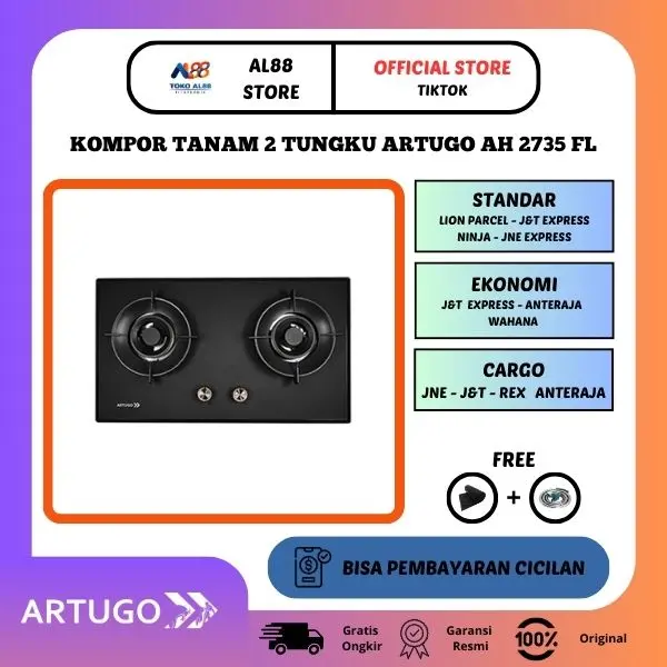 Kompor Tanam Artugo Built In Gas Hob AH 2735 FL Ice Glass