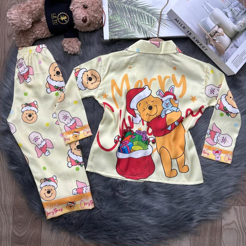 MẸ BING TD11- 10-40 kg Bộ đồ ngủ lụa DÀI TAY LATIN trẻ em cao cấp - Bộ bé gái tay dài quần dài - hoạ tiết 5D đáng yêu