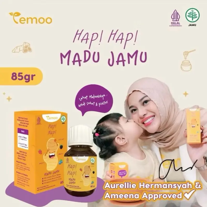 Temoo Hap Hap Madu Jamu Anak - Vitamin Menambah Nafsu Makan & Otak Cerdas 85gr - Sirup Alami untuk Anak 0