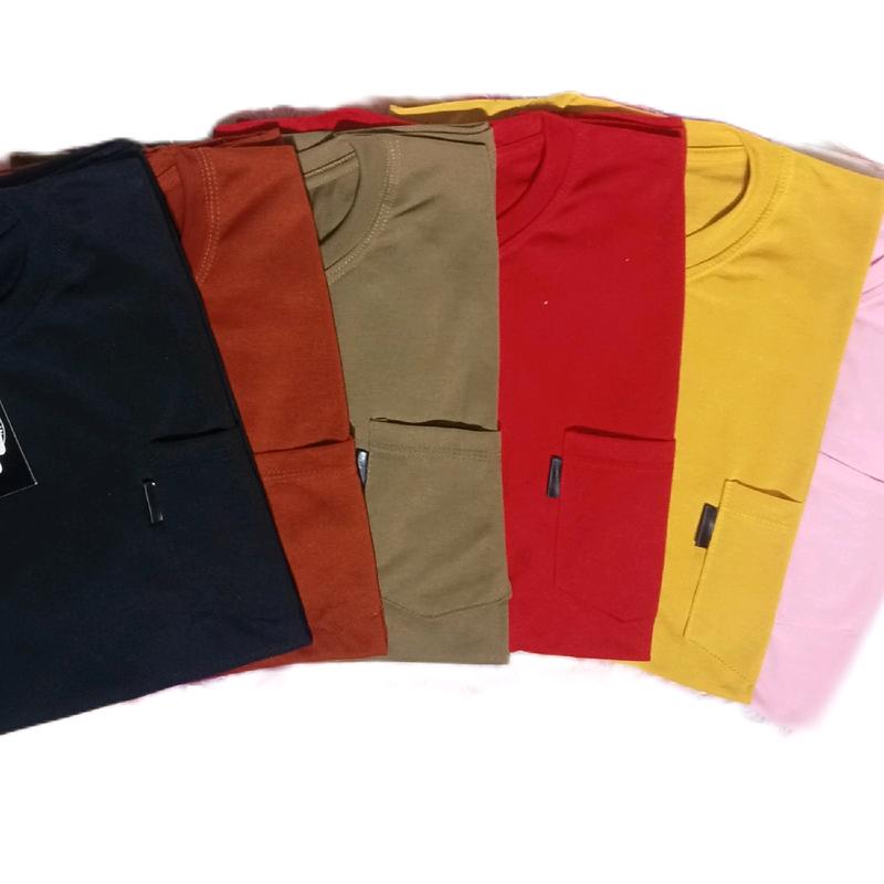 4pcs 100rb kaos poket kaos kantong depan kaos pria wanita Variasi Oblong Polos Baju 8