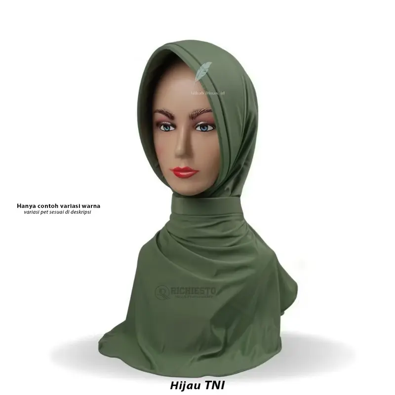 Hijab Dinas Pet Anti Tembem Polwan PNS Bhayangkari Persit Perawat Spandek Sutera Premium Kerudung Instan Busa Khimar Tebal Muslim 1