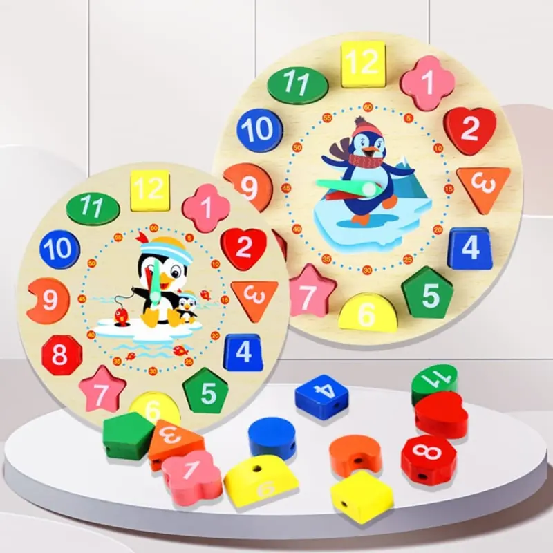 [IM] Mainan Edukasi Dini Bentuk Jam Putar / Sensory Educatiton Geometri Bentuk Bangun Ruang / Puzzle Angka Jam / Mainan Montessory Clock / Puzzle Kayu Unik 6