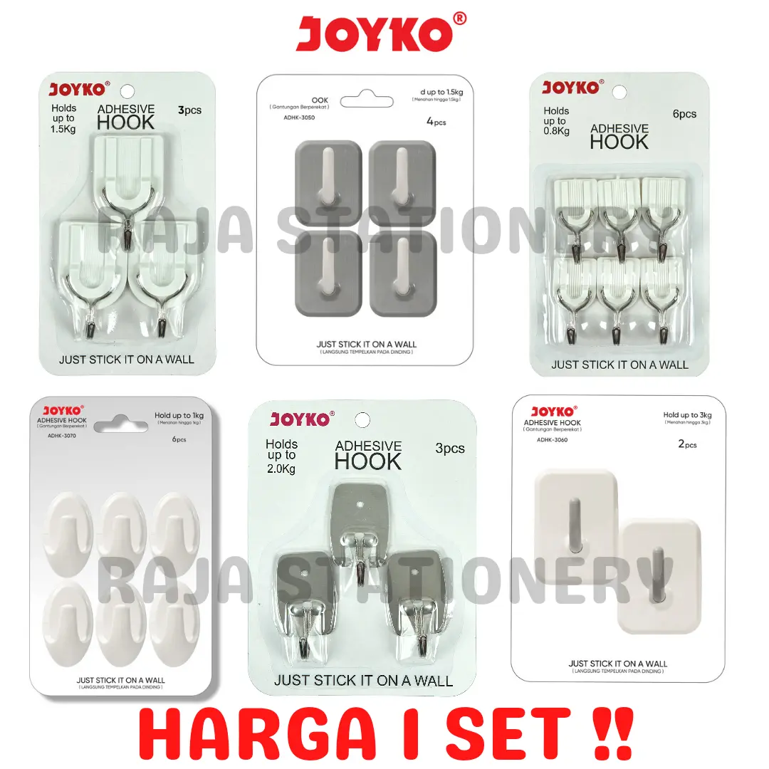 Joyko Wall Hook SET / Gantungan Dinding Tempel Serbaguna Baju Hanger