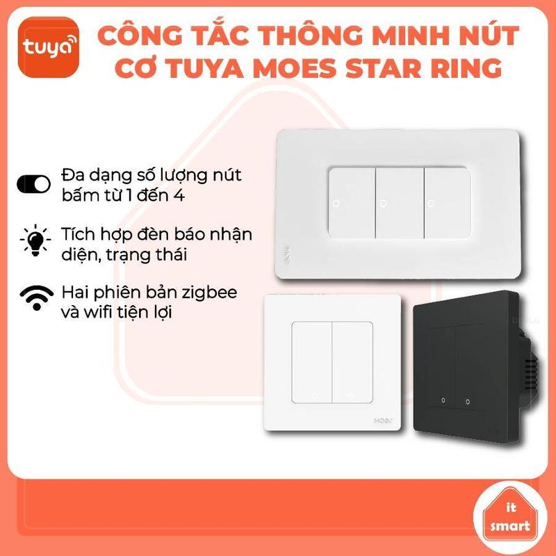 Công tắc thông minh Tuya Moes Star Ring nút cơ, điều khiển bằng giọng nói, tự…