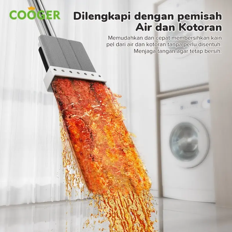 COOGER Electric Pel Lantai Jumbo Alat Pel Cuci Peras Otomatis Dengan Wiper Pel Kain Microfiber 3