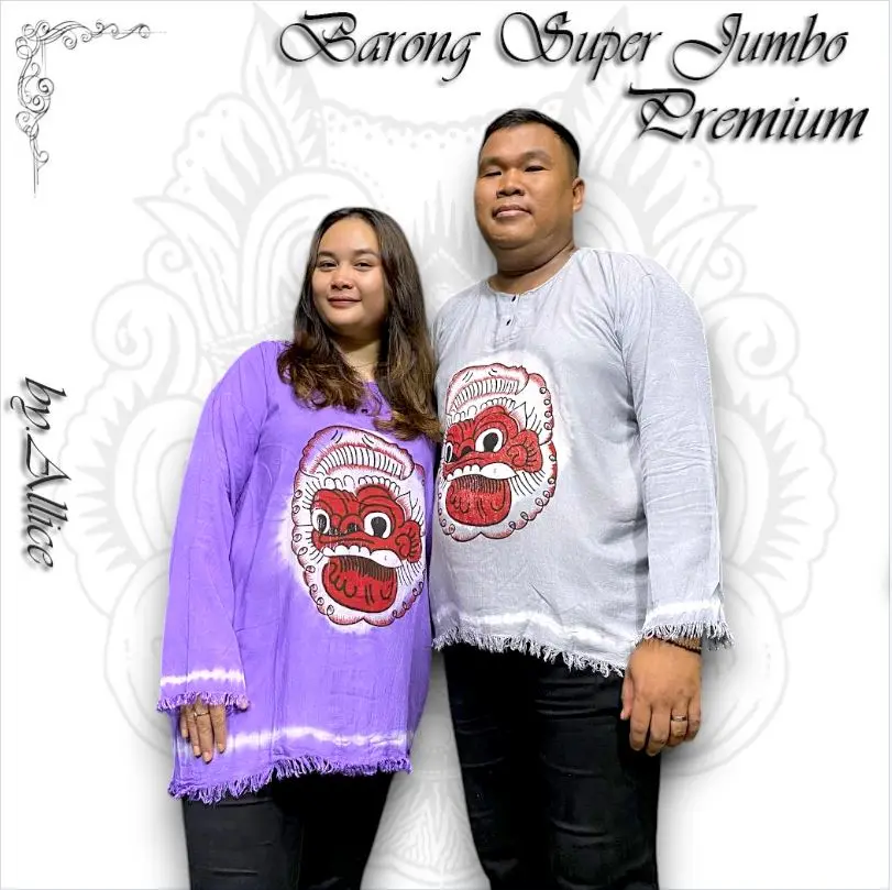 Baju Barong Super JUMBO - Kaos Barong Jumbo Lengan Panjang - Atasan Santai Katun Rayon - Muat Max.BB 105kg