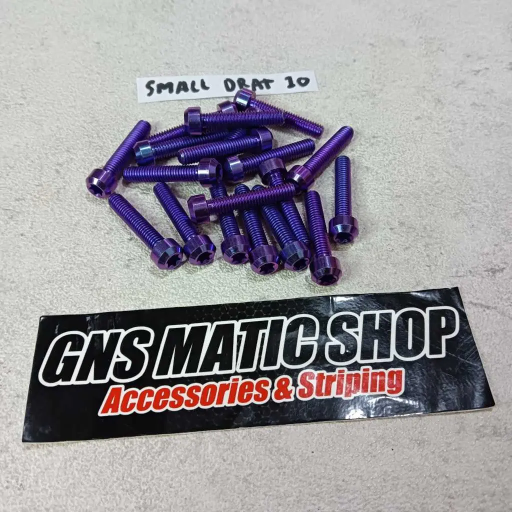 Baut Titanium GR5 Drat 10 atau M6 Model Small Head Original Titanium