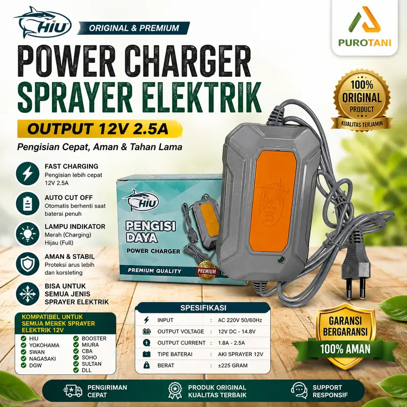 Power Charger HIU Cas Semprotan Tangki Sprayer Elektrik 2.5 A