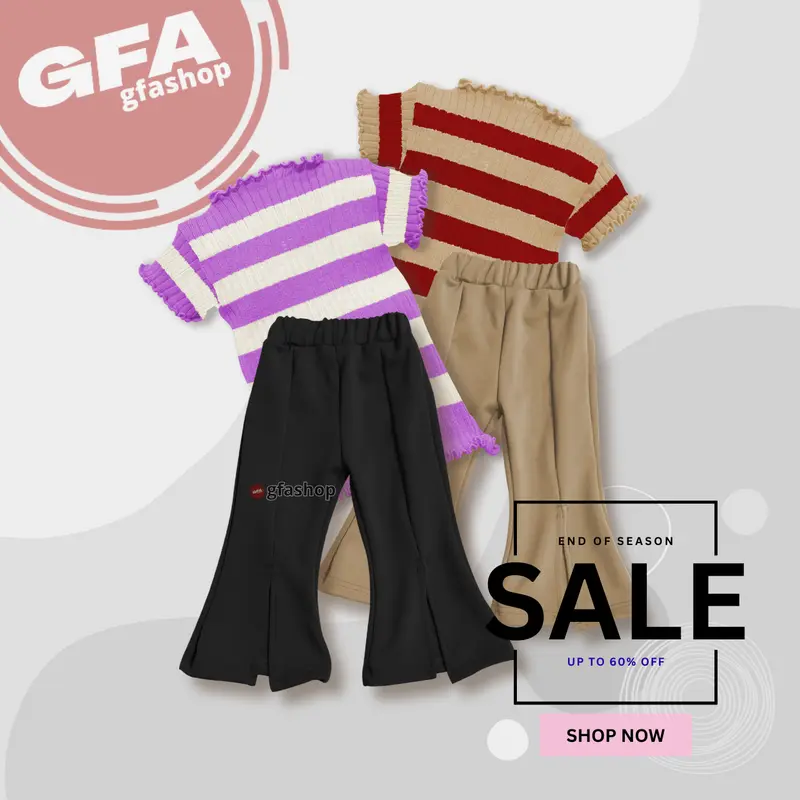 CUTBRAY JISOO STRIPE Setelan Pakaian Rajut Lengan Pendek Celana Cutbray Anak Perempuan KOREA Fashion kids 5