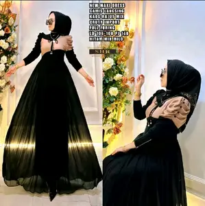SHR MAXI DRESS KAOS RAJUT BLACK MILO MIX CRUTY IMPORT KODE: JJ