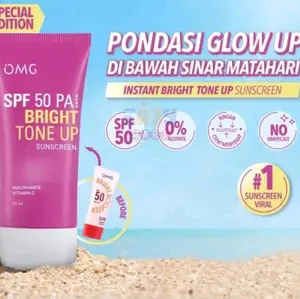 OMG Oh My Glow Bright Tone Up UV Barrier Sunscreen SPF 50 PA++ 25 ml -Mencerahkan, Melindungi UV