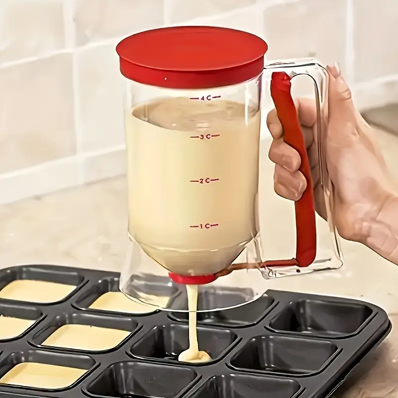 Precision Batter Dispenser for Pancakes, Cupcakes & Cakes – Handheld Non-Electric Kitchen Tool with Measurement Markers – No-Mess Pouring & Portion Control – Ideal Christmas/Birthday Baking Gift pancake  dispenser
