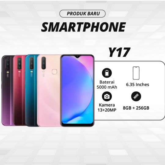HP Smartphone Y17 RAM 8GB + 256GB 4G LTE Baterai 5000 mAh Handphone Bluetooth - BISA COD