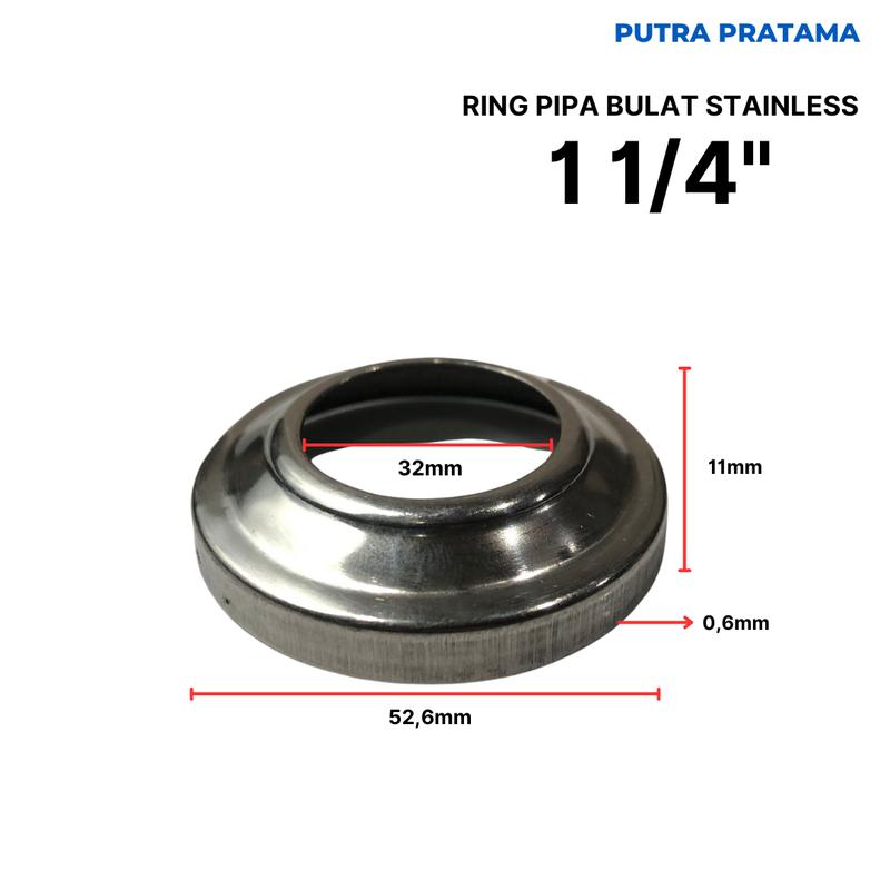 RING PIPA BULAT STAINLESS 5/8", 3/4", 1", 1 1/4", 1 1/2", 2" | PLENDES ORNAMEN PAGAR RING PIPA RING STAINLESS 5