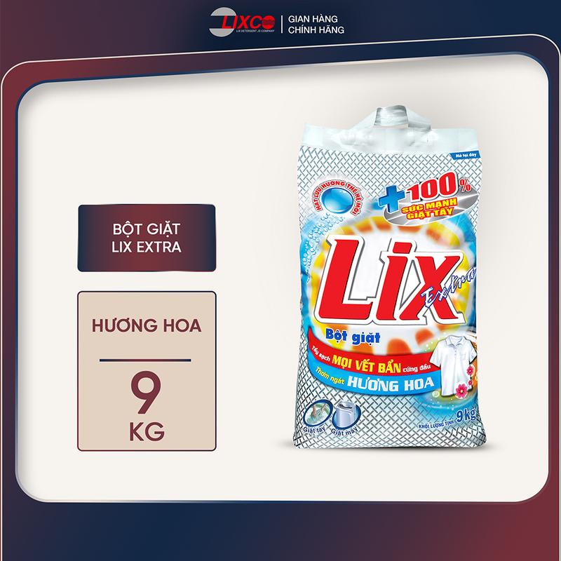 Bột giặt Lix Extra hương hoa 9Kg EB010 sử dụng giặt tay và máy gấp đôi sức mạnh giặt tẩy thơm như mới